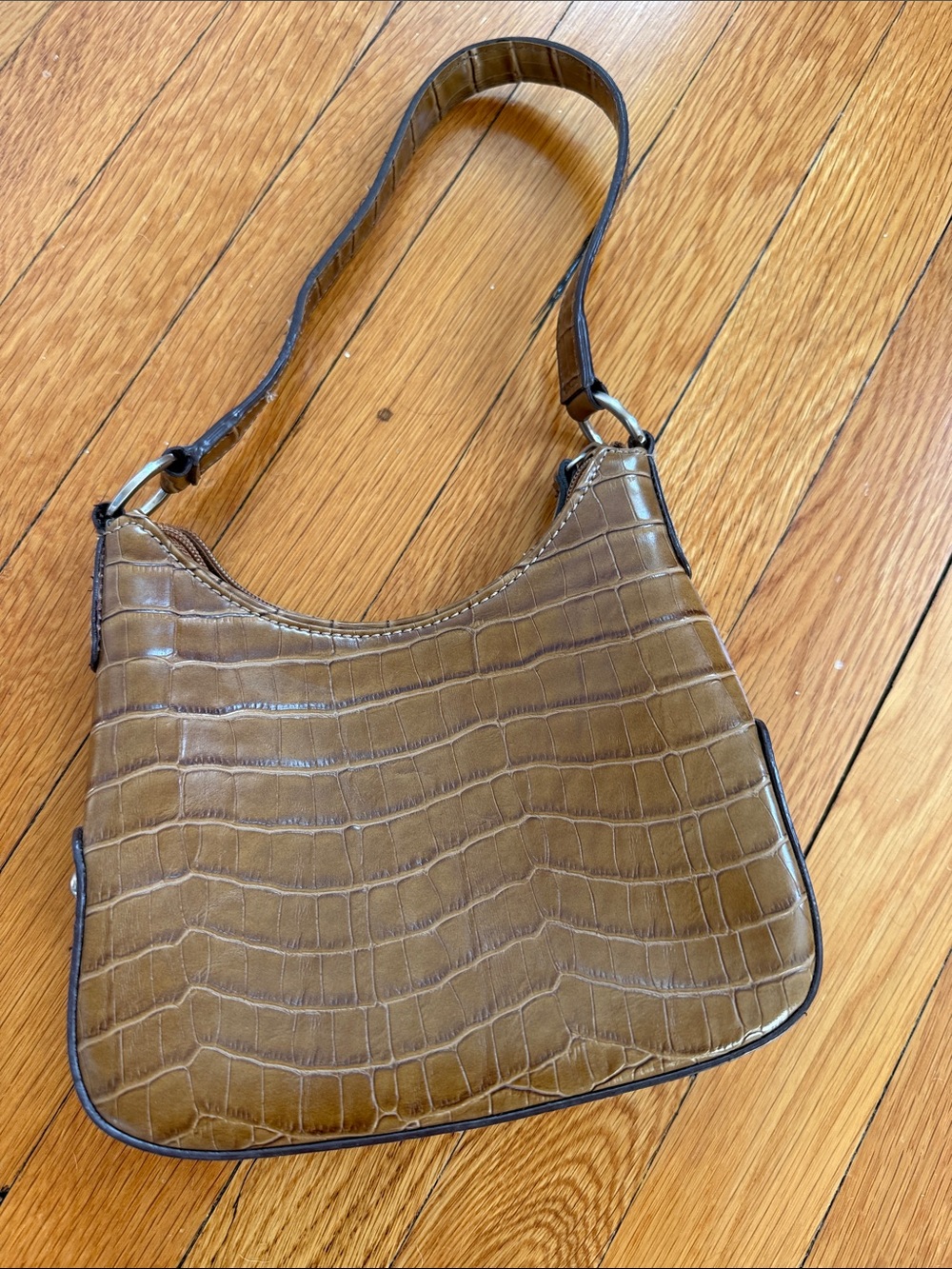 Jones New York Classic Croc-Embossed Shoulder Bag in Brown